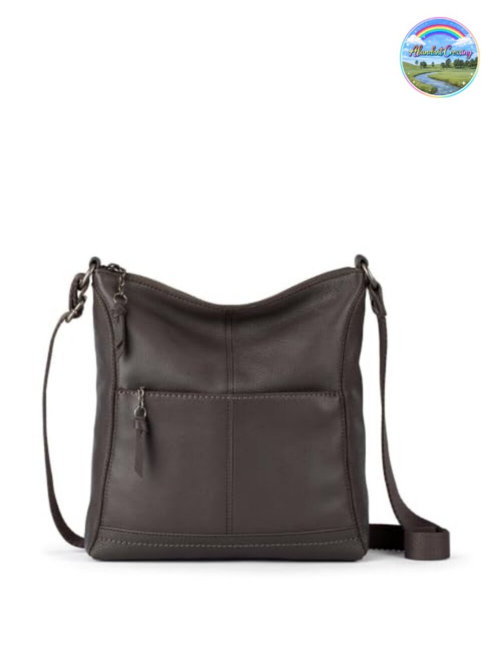 The Sak Lucia Leather Crossbody Purse with Zipper Closure and Adjustable Strap